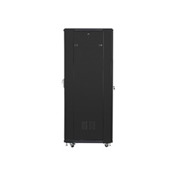 Lanberg FF01-6837-12B 19" 37U SZÉL:600mm MÉLY:800mm MAG:1826mm lapraszerelt üvegajtós fekete rack szekrény