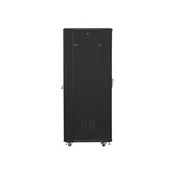 Lanberg FF01-6837-12B 19" 37U SZÉL:600mm MÉLY:800mm MAG:1826mm lapraszerelt üvegajtós fekete rack szekrény