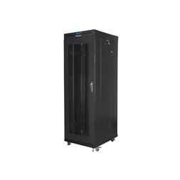 Lanberg FF01-6837-23BL 19" 37U SZÉL:600mm MÉLY:800mm MAG:1876mm lapraszerelt LCD hálós fémajtós fekete rack szekrény