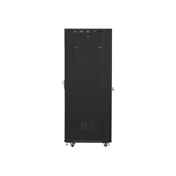 Lanberg FF01-6837-23BL 19" 37U SZÉL:600mm MÉLY:800mm MAG:1876mm lapraszerelt LCD hálós fémajtós fekete rack szekrény