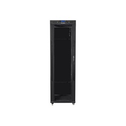 Lanberg FF01-6842-12BL 19" 42U SZÉL:600mm MÉLY:800mm MAG:2097mm lapraszerelt LCD üvegajtós fekete rack szekrény