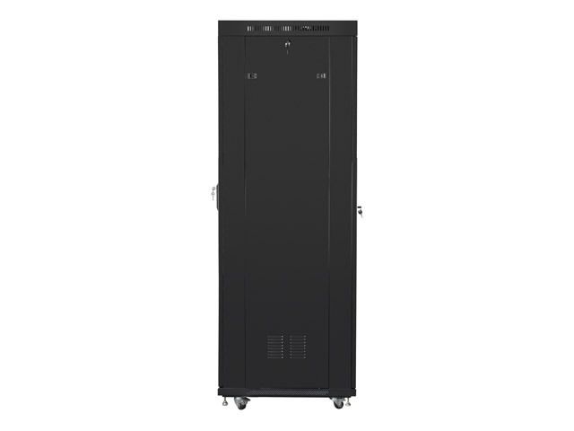 Lanberg FF01-6842-12BL 19" 42U SZÉL:600mm MÉLY:800mm MAG:2097mm lapraszerelt LCD üvegajtós fekete rack szekrény