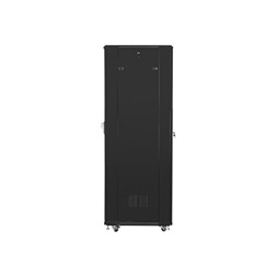 Lanberg FF01-6842-12B 19" 42U SZÉL:600mm MÉLY:800mm MAG:2047mm lapraszerelt üvegajtós fekete rack szekrény