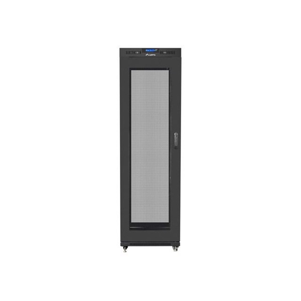 Lanberg FF01-6842-23BL 19" 42U SZÉL:600mm MÉLY:800mm MAG:2097mm lapraszerelt LCD hálós fémajtós fekete rack szekrény
