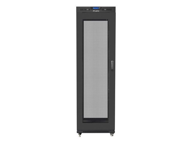 Lanberg FF01-6842-23BL 19" 42U SZÉL:600mm MÉLY:800mm MAG:2097mm lapraszerelt LCD hálós fémajtós fekete rack szekrény