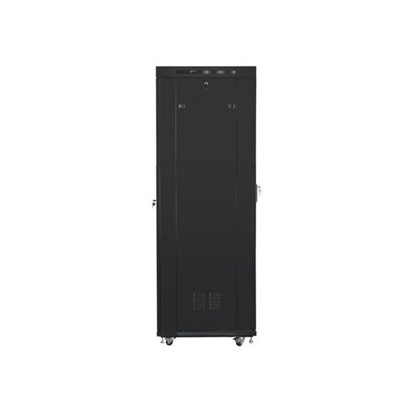 Lanberg FF01-6842-23BL 19" 42U SZÉL:600mm MÉLY:800mm MAG:2097mm lapraszerelt LCD hálós fémajtós fekete rack szekrény