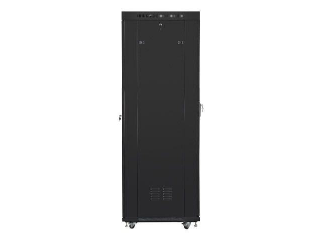 Lanberg FF01-6842-23BL 19" 42U SZÉL:600mm MÉLY:800mm MAG:2097mm lapraszerelt LCD hálós fémajtós fekete rack szekrény