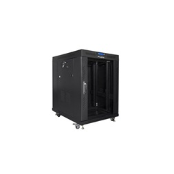 Lanberg FF01-8015-12BL 19" 15U SZÉL:800mm MÉLY:1000mm MAG:905mm lapraszerelt LCD üvegajtós fekete rack szekrény