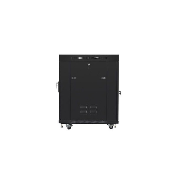 Lanberg FF01-8015-12BL 19" 15U SZÉL:800mm MÉLY:1000mm MAG:905mm lapraszerelt LCD üvegajtós fekete rack szekrény