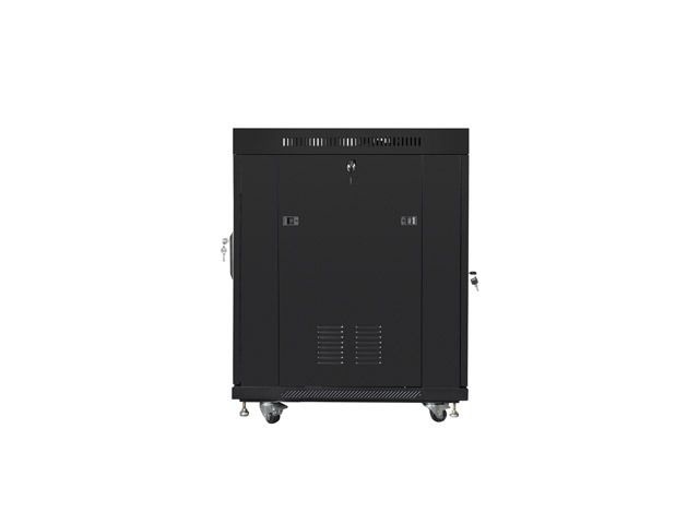 Lanberg FF01-8015-12BL 19" 15U SZÉL:800mm MÉLY:1000mm MAG:905mm lapraszerelt LCD üvegajtós fekete rack szekrény
