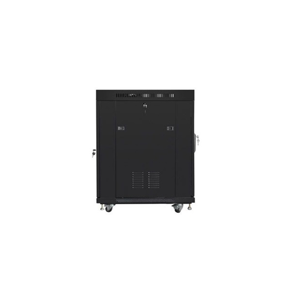 Lanberg FF01-8015-12BL 19" 15U SZÉL:800mm MÉLY:1000mm MAG:905mm lapraszerelt LCD üvegajtós fekete rack szekrény