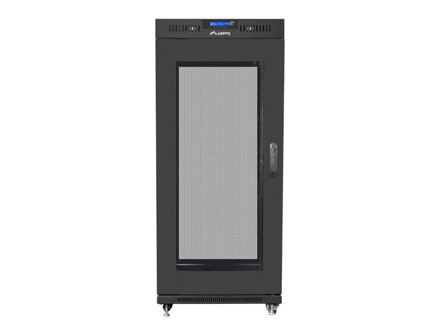 Lanberg FF01-8015-23BL 19" 15U SZÉL:800mm MÉLY:1000mm MAG:905mm lapraszerelt LCD hálós fémajtós fekete rack szekrény