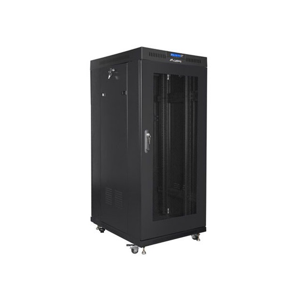 Lanberg FF01-8015-23BL 19" 15U SZÉL:800mm MÉLY:1000mm MAG:905mm lapraszerelt LCD hálós fémajtós fekete rack szekrény