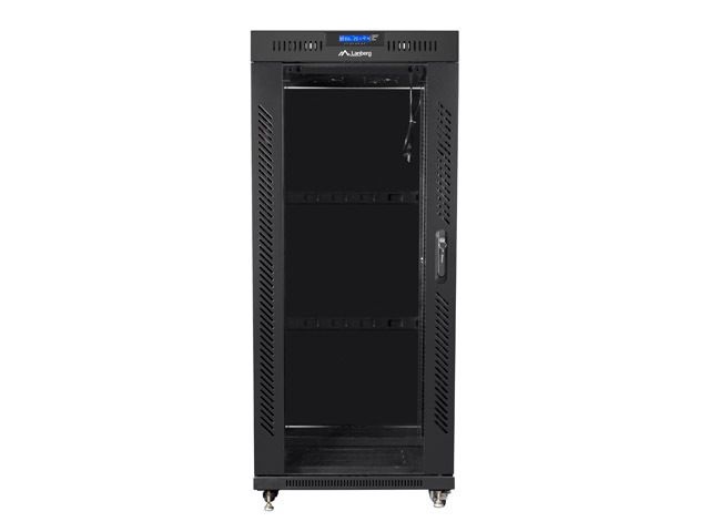 Lanberg FF01-8037-12BL 19" 37U SZÉL:800mm MÉLY:1000mm MAG:1883mm lapraszerelt LCD üvegajtós fekete rack szekrény