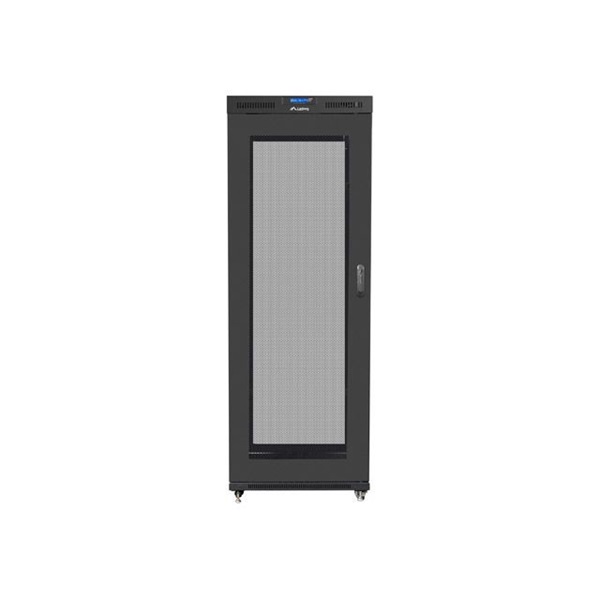 Lanberg FF01-8037-23BL 19" 37U SZÉL:800mm MÉLY:1000mm MAG:1876mm lapraszerelt LCD hálós fémajtós fekete rack szekrény
