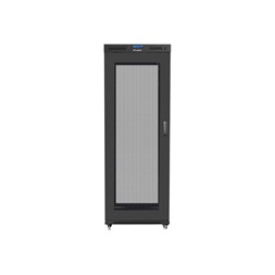 Lanberg FF01-8037-23BL 19" 37U SZÉL:800mm MÉLY:1000mm MAG:1876mm lapraszerelt LCD hálós fémajtós fekete rack szekrény