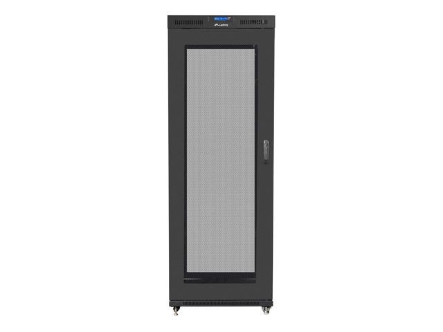 Lanberg FF01-8037-23BL 19" 37U SZÉL:800mm MÉLY:1000mm MAG:1876mm lapraszerelt LCD hálós fémajtós fekete rack szekrény