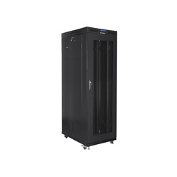 Lanberg FF01-8037-23BL 19" 37U SZÉL:800mm MÉLY:1000mm MAG:1876mm lapraszerelt LCD hálós fémajtós fekete rack szekrény