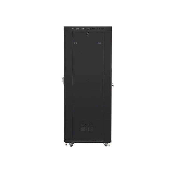 Lanberg FF01-8037-23BL 19" 37U SZÉL:800mm MÉLY:1000mm MAG:1876mm lapraszerelt LCD hálós fémajtós fekete rack szekrény