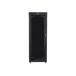 Lanberg FF01-8042-12BL 19" 42U SZÉL:800mm MÉLY:1000mm MAG:2097mm lapraszerelt LCD üvegajtós fekete rack szekrény