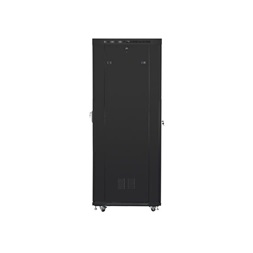 Lanberg FF01-8042-12BL 19" 42U SZÉL:800mm MÉLY:1000mm MAG:2097mm lapraszerelt LCD üvegajtós fekete rack szekrény