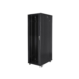 Lanberg FF01-8042-12B 19" 42U SZÉL:800mm MÉLY:1000mm MAG:2047mm lapraszerelt üvegajtós fekete rack szekrény