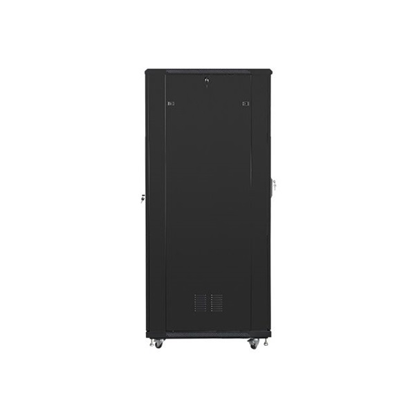 Lanberg FF01-8042-12B 19" 42U SZÉL:800mm MÉLY:1000mm MAG:2047mm lapraszerelt üvegajtós fekete rack szekrény