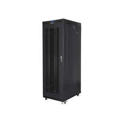 Lanberg FF01-8042-23BL 19" 42U SZÉL:800mm MÉLY:1000mm MAG:2097mm lapraszerelt LCD hálós fémajtós fekete rack szekrény