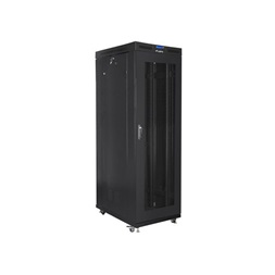 Lanberg FF01-8042-23BL 19" 42U SZÉL:800mm MÉLY:1000mm MAG:2097mm lapraszerelt LCD hálós fémajtós fekete rack szekrény