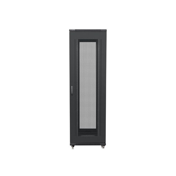 Lanberg FF01-8042-23B 19" 42U SZÉL:800mm MÉLY:1000mm MAG:2047mm lapraszerelt hálós fémajtós fekete rack szekrény