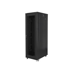 Lanberg FF01-8042-23B 19" 42U SZÉL:800mm MÉLY:1000mm MAG:2047mm lapraszerelt hálós fémajtós fekete rack szekrény