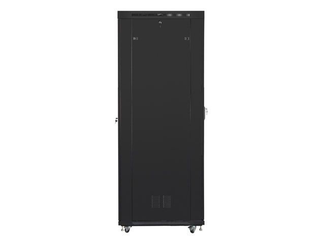 Lanberg FF01-8047-12BL 19" 47U SZÉL:800mm MÉLY:1000mm MAG:2320mm lapraszerelt LCD üvegajtós fekete rack szekrény