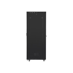 Lanberg FF01-8047-12BL 19" 47U SZÉL:800mm MÉLY:1000mm MAG:2320mm lapraszerelt LCD üvegajtós fekete rack szekrény