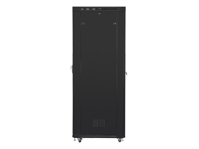 Lanberg FF01-8047-12BL 19" 47U SZÉL:800mm MÉLY:1000mm MAG:2320mm lapraszerelt LCD üvegajtós fekete rack szekrény