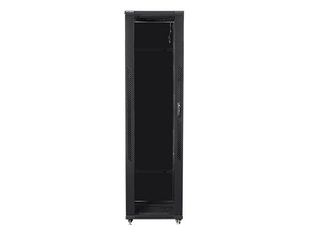 Lanberg FF01-8047-12B 19" 47U SZÉL:800mm MÉLY:1000mm MAG:2270mm lapraszerelt üvegajtós fekete rack szekrény