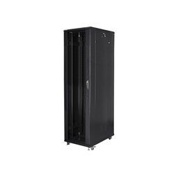 Lanberg FF01-8047-12B 19" 47U SZÉL:800mm MÉLY:1000mm MAG:2270mm lapraszerelt üvegajtós fekete rack szekrény