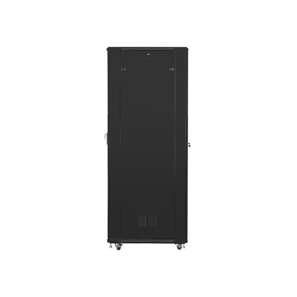 Lanberg FF01-8047-12B 19" 47U SZÉL:800mm MÉLY:1000mm MAG:2270mm lapraszerelt üvegajtós fekete rack szekrény