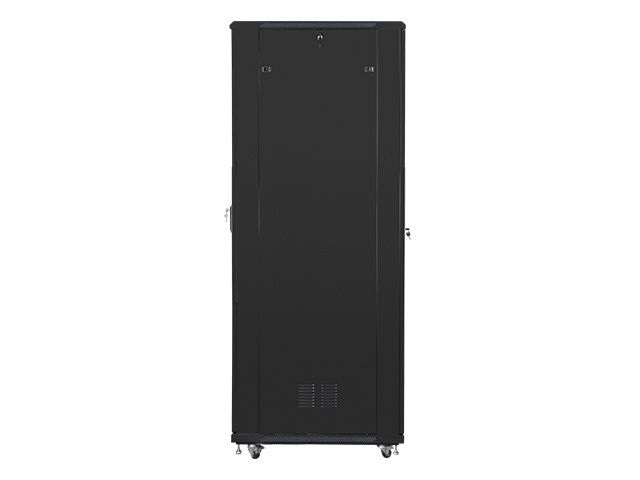 Lanberg FF01-8047-12B 19" 47U SZÉL:800mm MÉLY:1000mm MAG:2270mm lapraszerelt üvegajtós fekete rack szekrény