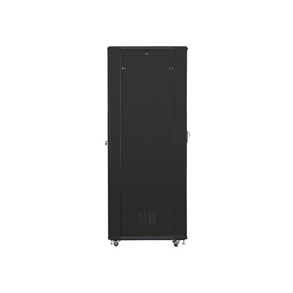 Lanberg FF01-8047-12B 19" 47U SZÉL:800mm MÉLY:1000mm MAG:2270mm lapraszerelt üvegajtós fekete rack szekrény