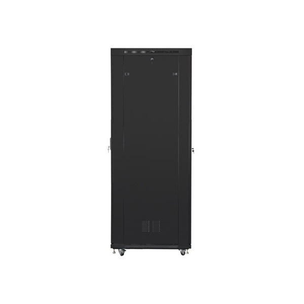 Lanberg FF01-8047-23BL 19" 47U SZÉL:800mm MÉLY:1000mm MAG:2320mm lapraszerelt LCD hálós fémajtós fekete rack szekrény