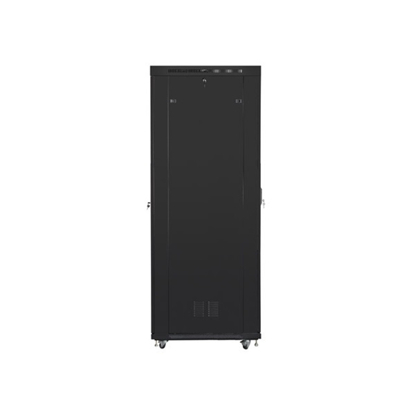 Lanberg FF01-8047-23BL 19" 47U SZÉL:800mm MÉLY:1000mm MAG:2320mm lapraszerelt LCD hálós fémajtós fekete rack szekrény