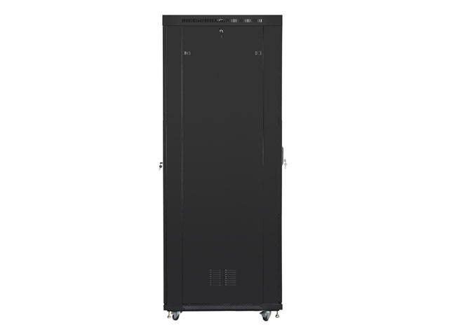 Lanberg FF01-8047-23BL 19" 47U SZÉL:800mm MÉLY:1000mm MAG:2320mm lapraszerelt LCD hálós fémajtós fekete rack szekrény