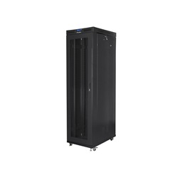 Lanberg FF01-8047-23BL 19" 47U SZÉL:800mm MÉLY:1000mm MAG:2320mm lapraszerelt LCD hálós fémajtós fekete rack szekrény