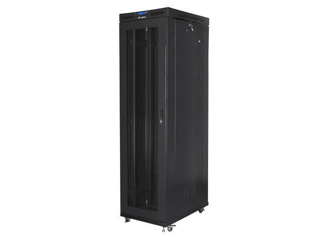 Lanberg FF01-8047-23BL 19" 47U SZÉL:800mm MÉLY:1000mm MAG:2320mm lapraszerelt LCD hálós fémajtós fekete rack szekrény