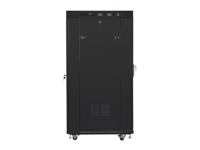 Lanberg FF01-8227-12BL 19" 27U SZÉL:800mm MÉLY:1200mm MAG:1438mm lapraszerelt LCD üvegajtós fekete rack szekrény
