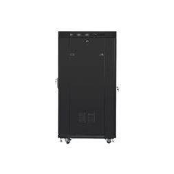 Lanberg FF01-8227-12BL 19" 27U SZÉL:800mm MÉLY:1200mm MAG:1438mm lapraszerelt LCD üvegajtós fekete rack szekrény