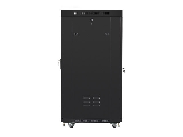 Lanberg FF01-8227-12BL 19" 27U SZÉL:800mm MÉLY:1200mm MAG:1438mm lapraszerelt LCD üvegajtós fekete rack szekrény