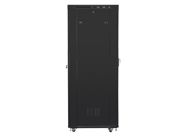 Lanberg FF01-8227-23BL 19" 27Umm SZÉL:800mm MÉLY:1200mm MAG:1438 lapraszerelt LCD hálós fémajtós fekete rack szekrény