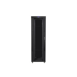 Lanberg FF01-8242-12BL 19" 42U SZÉL:800mm MÉLY:1200mm MAG:2097mm lapraszerelt LCD üvegajtós fekete rack szekrény