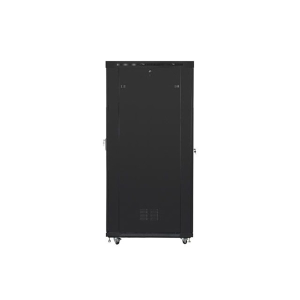 Lanberg FF01-8242-12BL 19" 42U SZÉL:800mm MÉLY:1200mm MAG:2097mm lapraszerelt LCD üvegajtós fekete rack szekrény